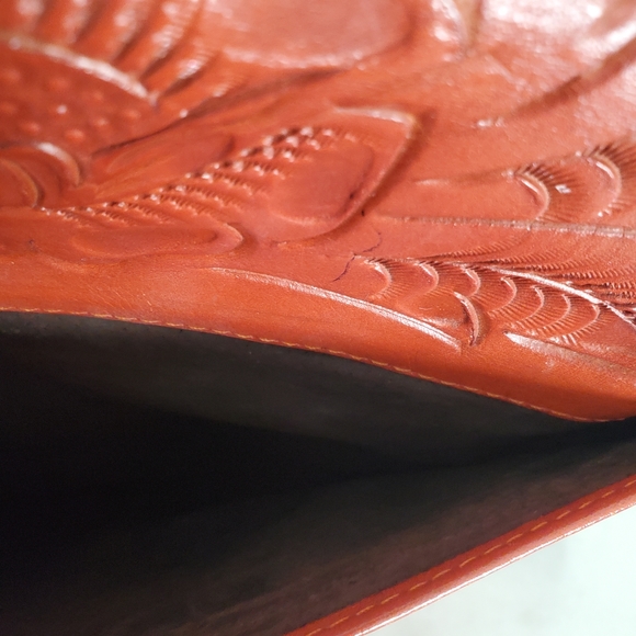 Hand Tooled Burnt Orange Leather Mexico - Picture 9 of 16